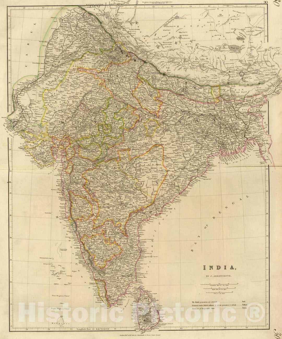 Historic Map : 1832 India. v1 - Vintage Wall Art