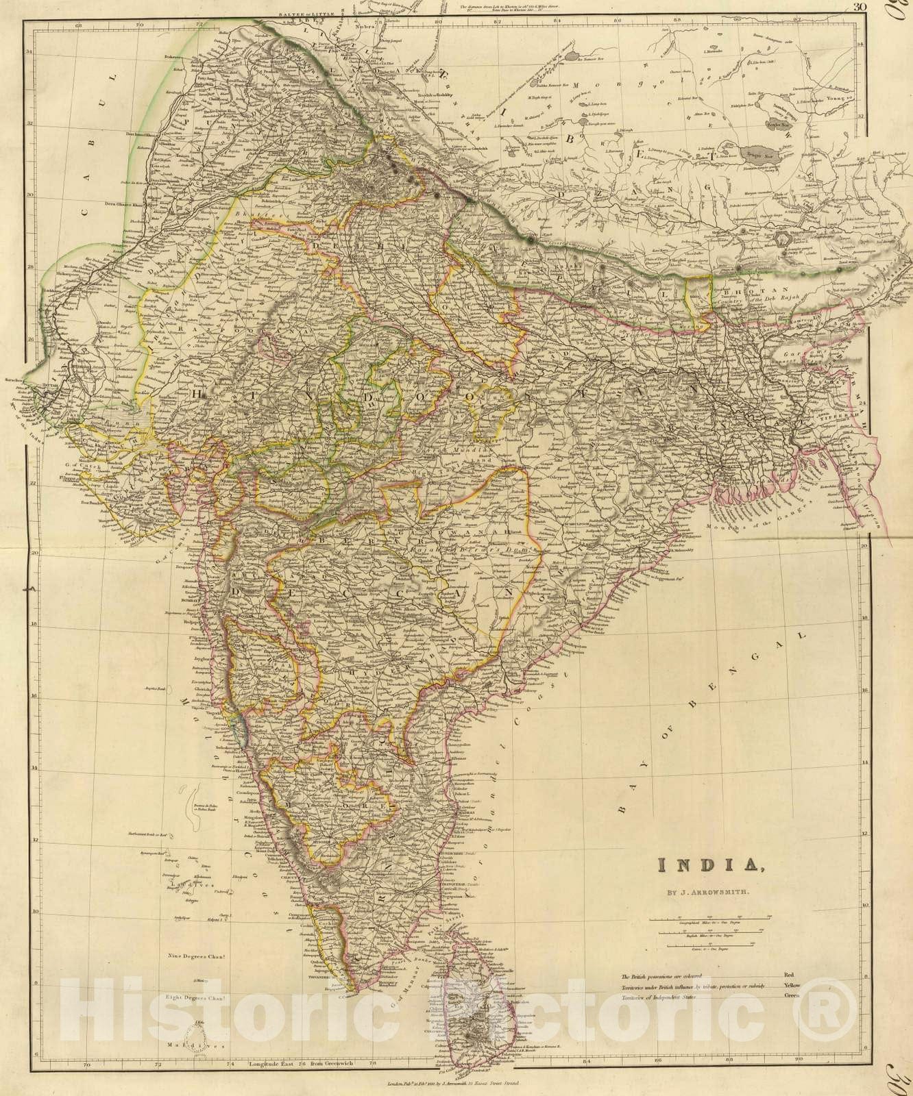 Historic Map : 1832 India. v1 - Vintage Wall Art