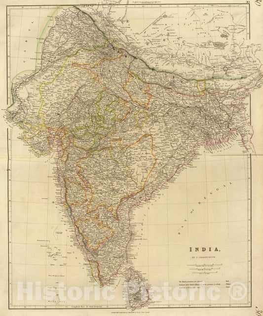 Historic Map : 1832 India. v1 - Vintage Wall Art