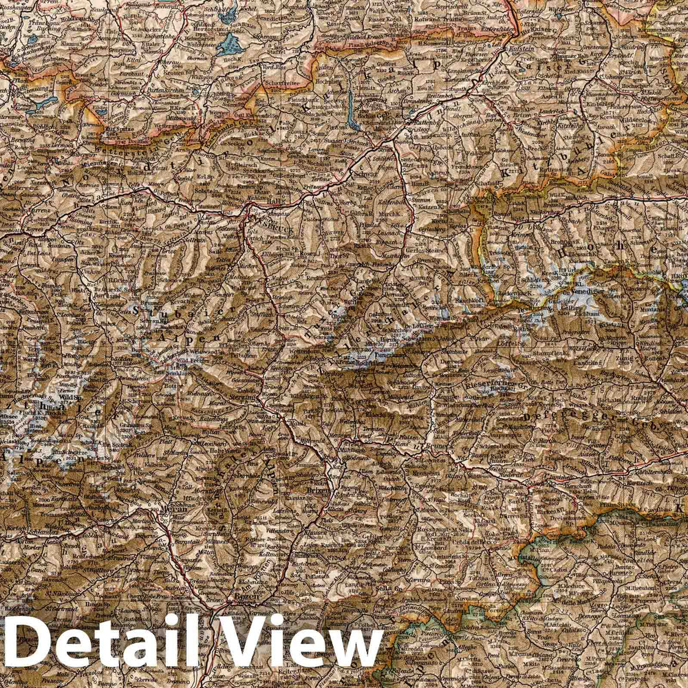 Historic Map : Austria, 1905 Sudbayren, Vorarlberg, Tirol und Salzburg , Vintage Wall Art