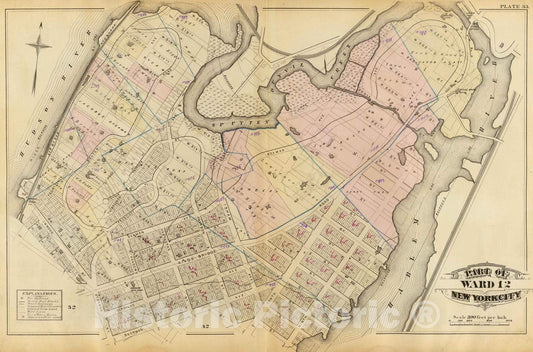 Historic Map : City Atlas - 1879 33. Ward 12. - Vintage Wall Art