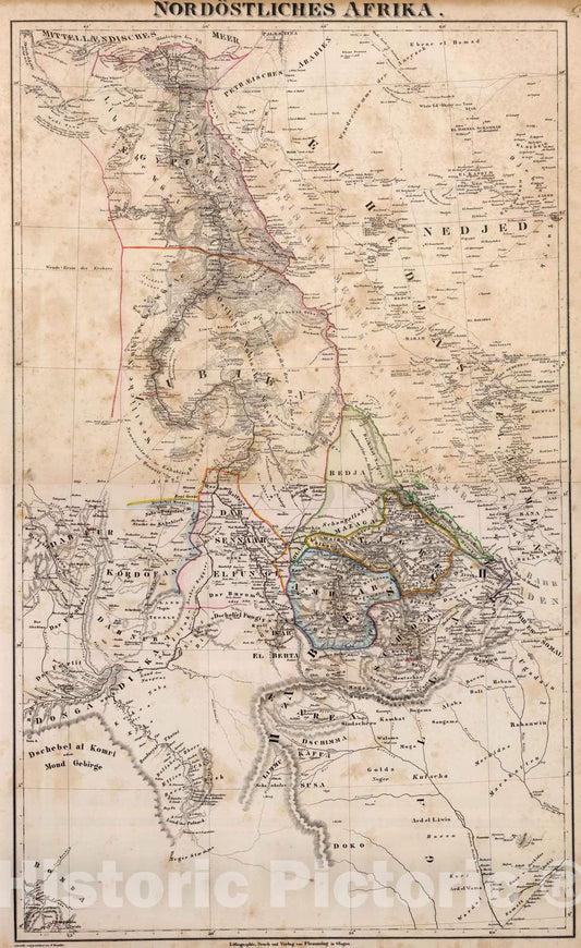 Historic Map : 1855 Composite: NO Afrika. - Vintage Wall Art
