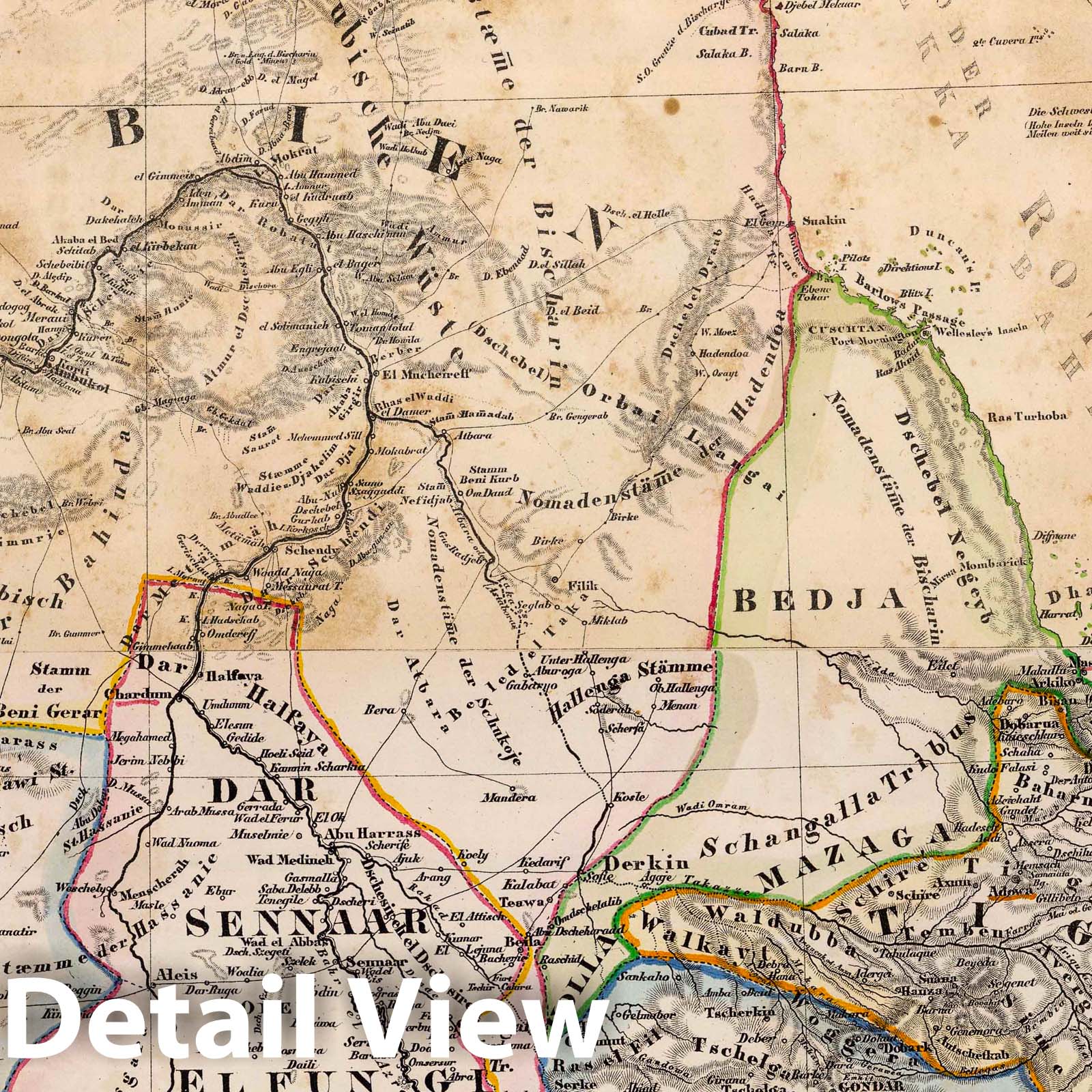 Northeastern Africa, 1855 - Historical Map Print