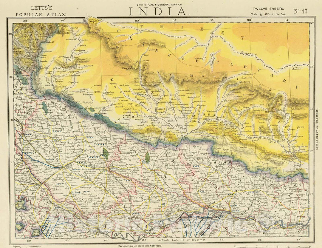 Historic Map : 1883 India 10. - Vintage Wall Art