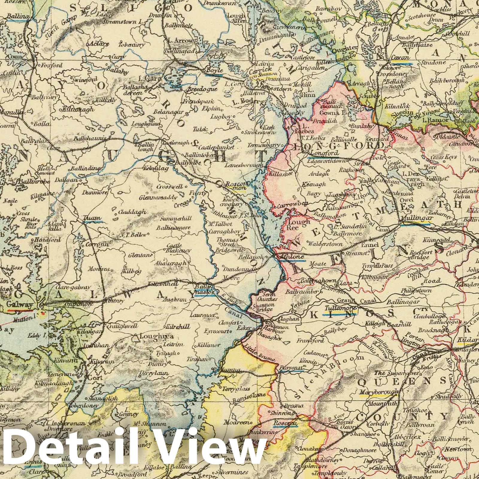 Ireland - Railroad Map, 1883 - Historical Map Print