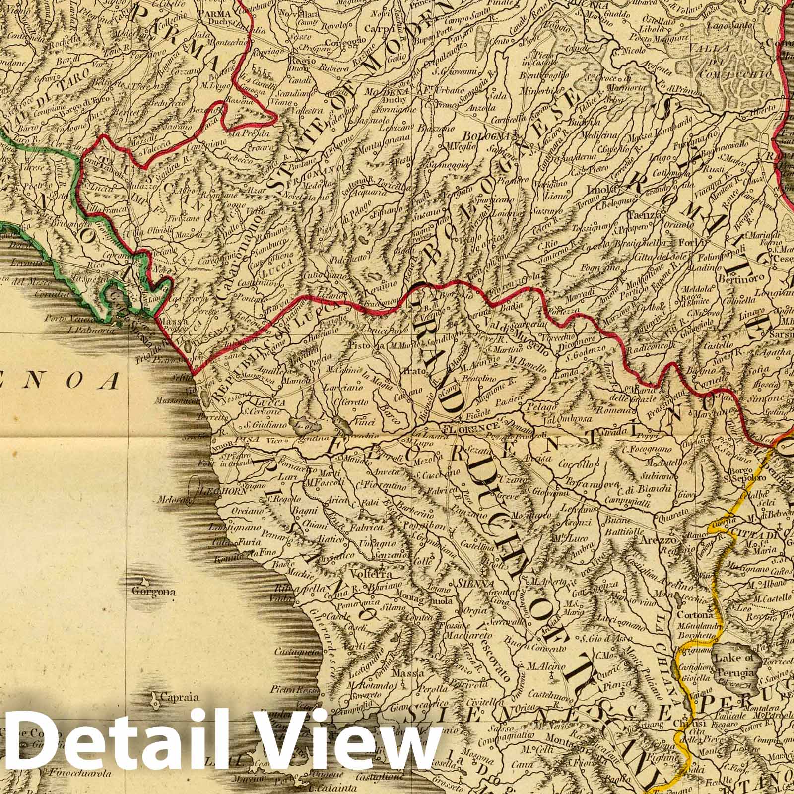 Middle and Upper Italy and Corsica, 1799 - Historical Map Print
