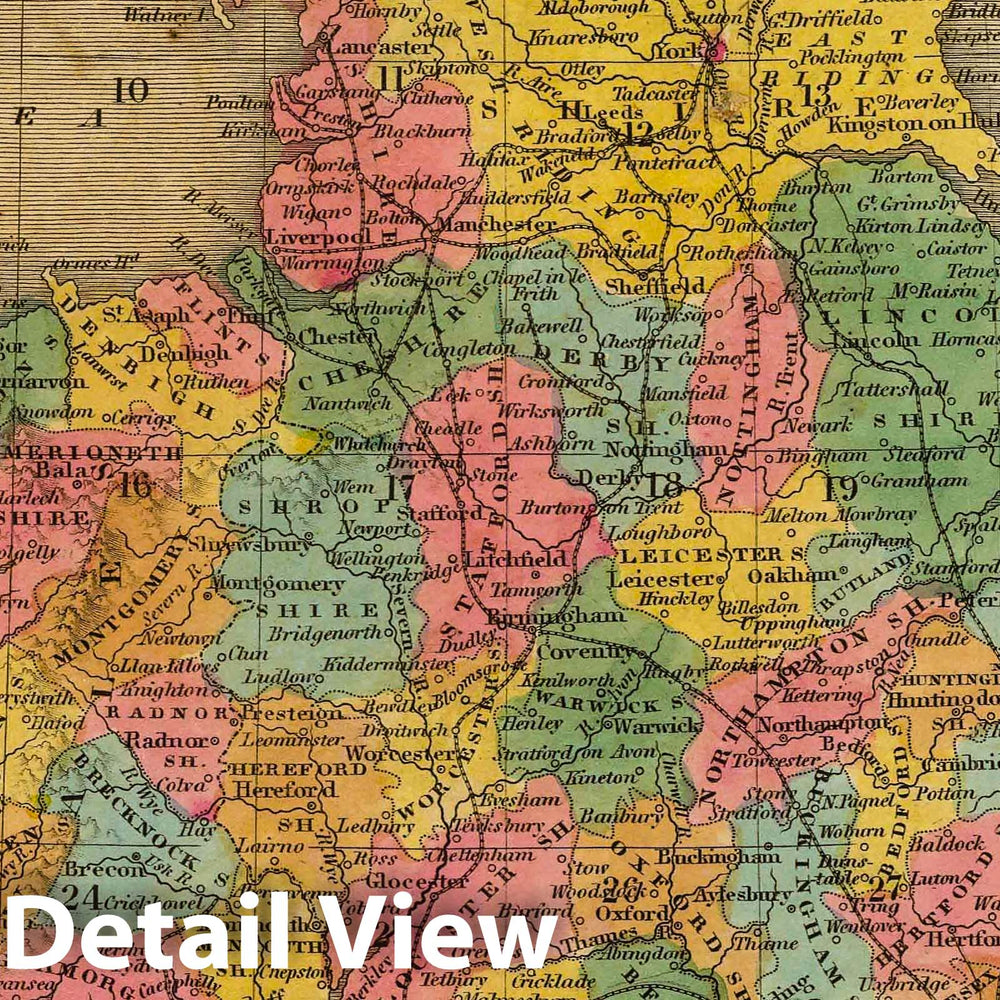 Historic Map : 1845 England. v2 - Vintage Wall Art