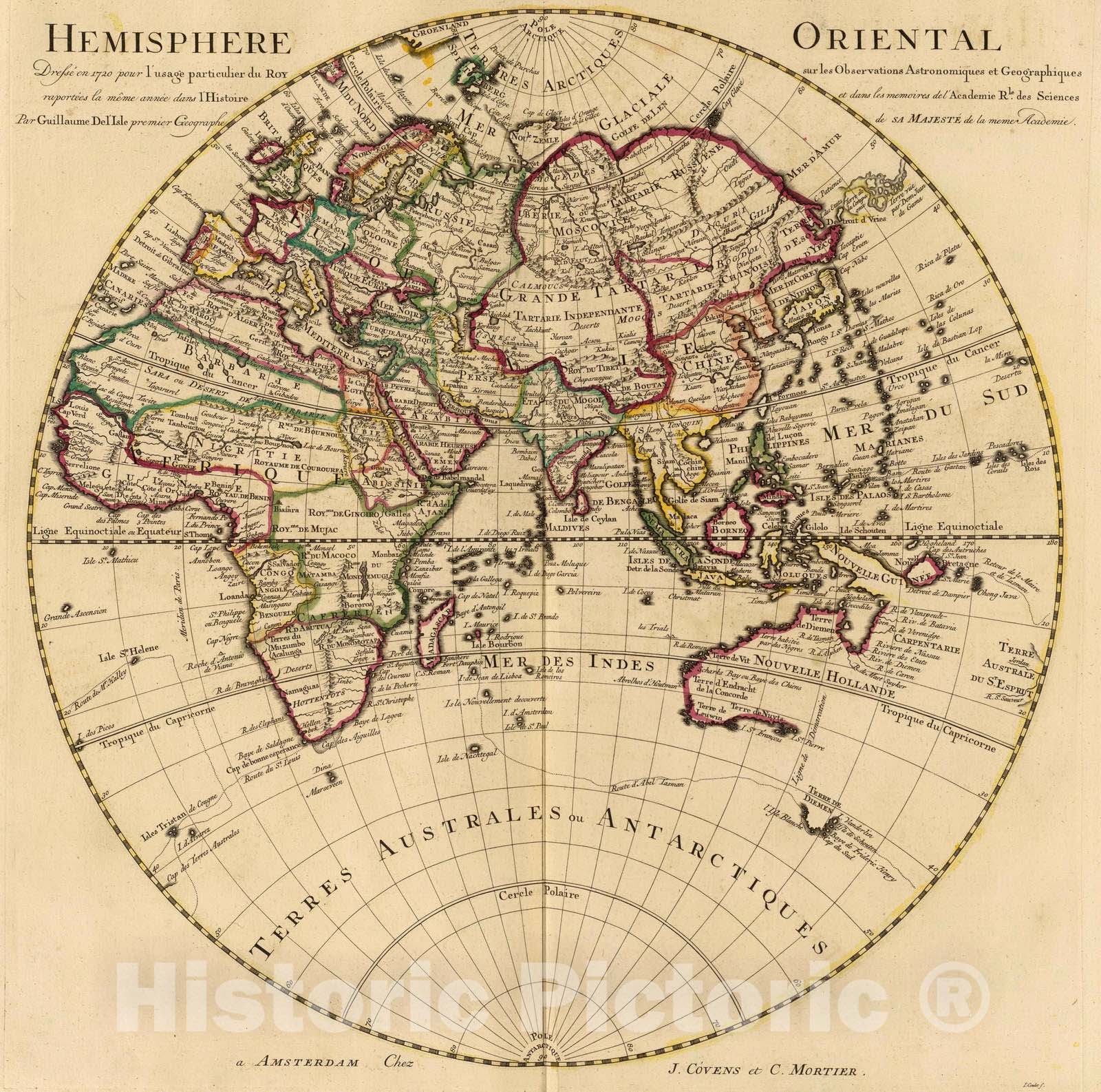 Historic Map : 1720 Hemisphere Oriental. - Vintage Wall Art