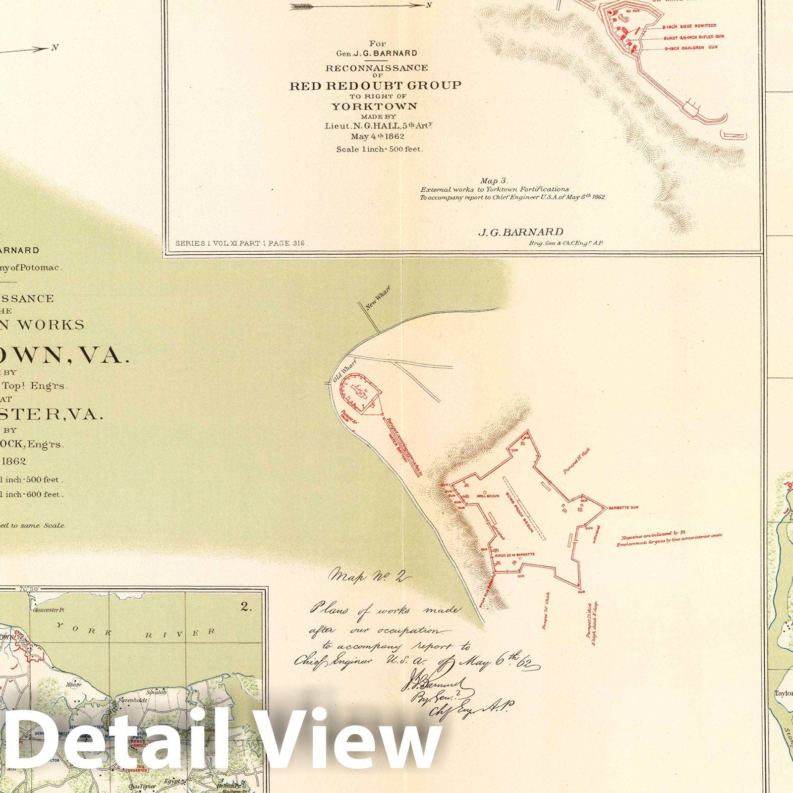Civil War: Yorktown, Gloucester, Virginia - Military Map, 1895