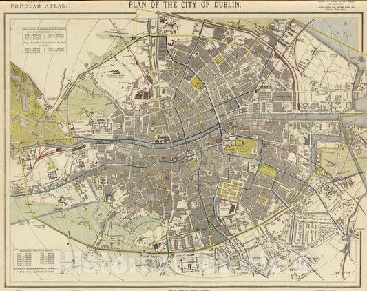 Historic Map : 1883 Dublin. - Vintage Wall Art