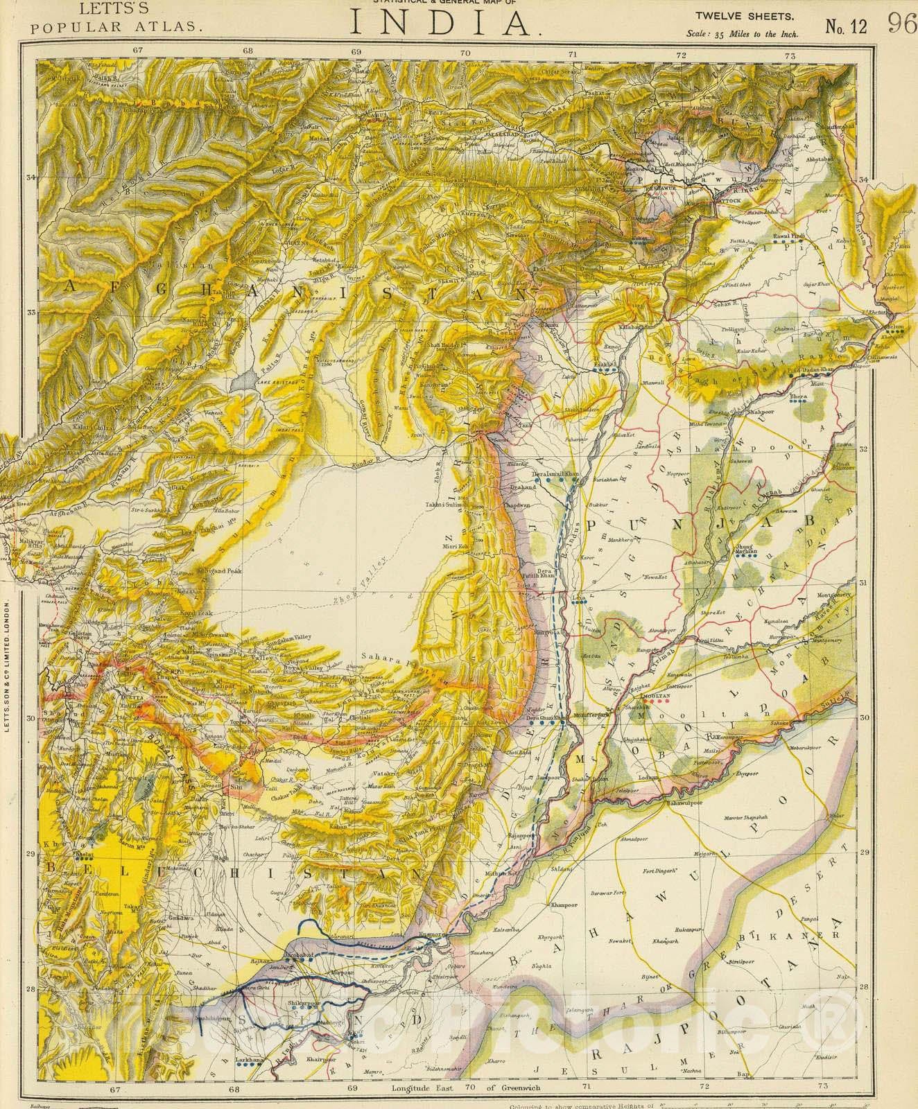 Historic Map : 1883 India 12. - Vintage Wall Art