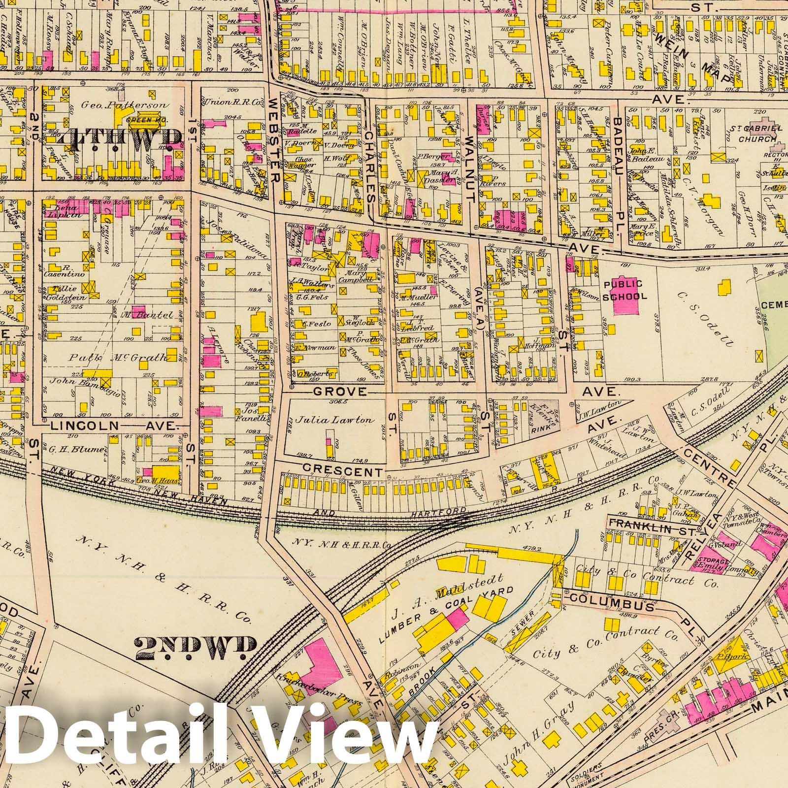 New Rochelle, New York - Wards 1-4, 1910 Cadastral Map Print
