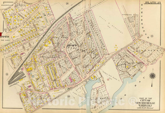 Historic Map : 1910 New Rochelle wards 1, 3, New York v1 - Vintage Wall Art