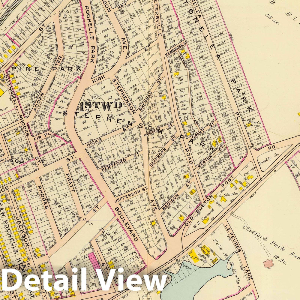 Historic Map : 1910 New Rochelle wards 1, 3, New York v1 - Vintage Wall Art