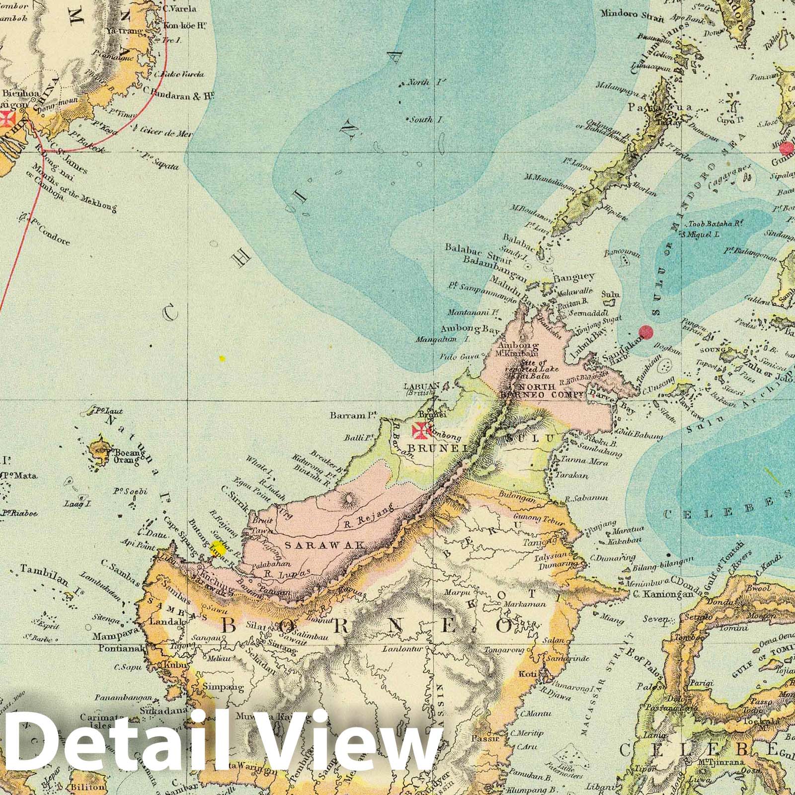 Indonesia, Philippines, and East Indies - River Map, 1883 - Historical Map Print