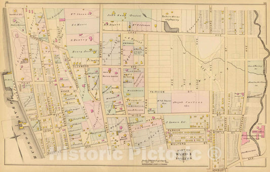Historic Map : 1881 Yonkers Ward 3. - Vintage Wall Art