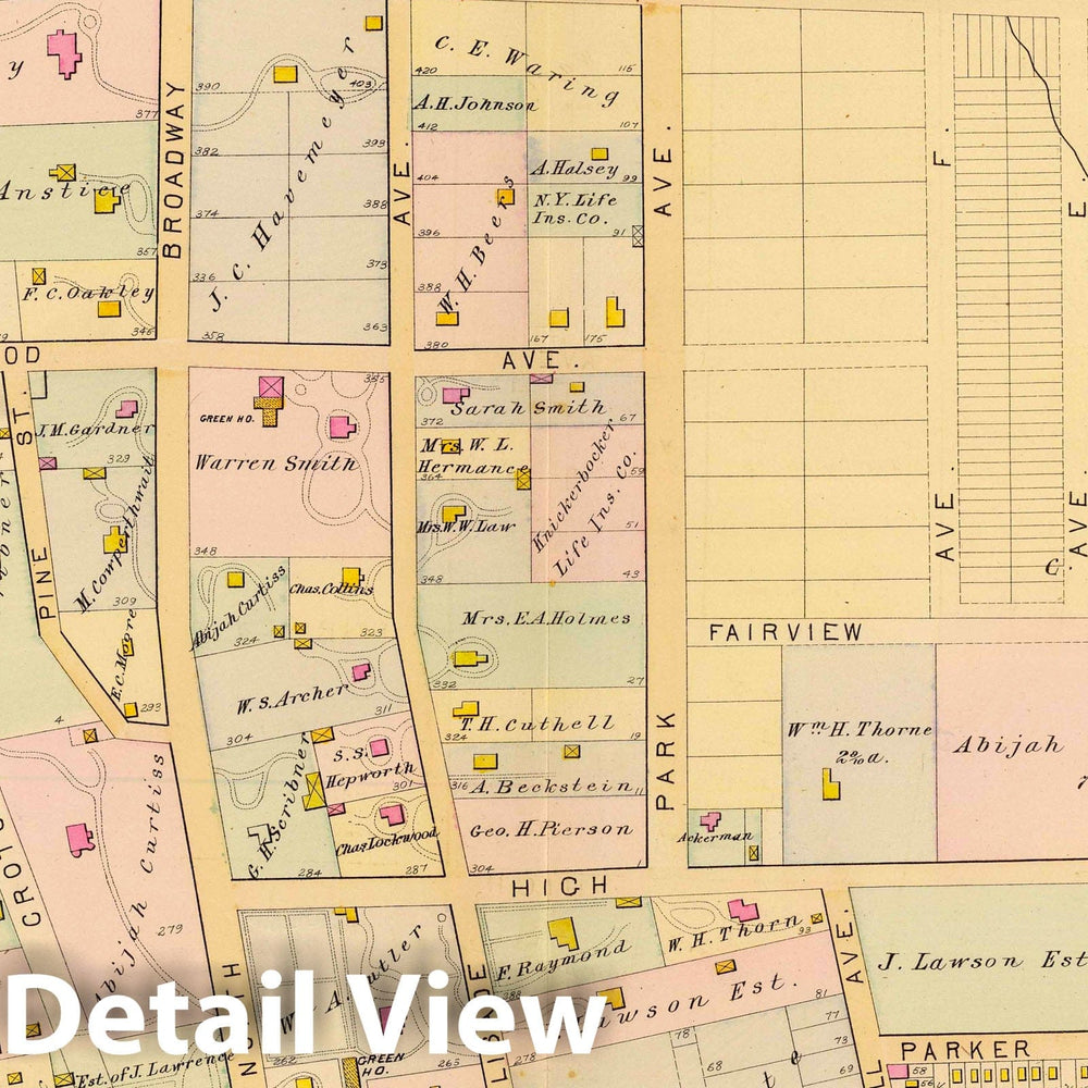 Historic Map : 1881 Yonkers Ward 3. - Vintage Wall Art