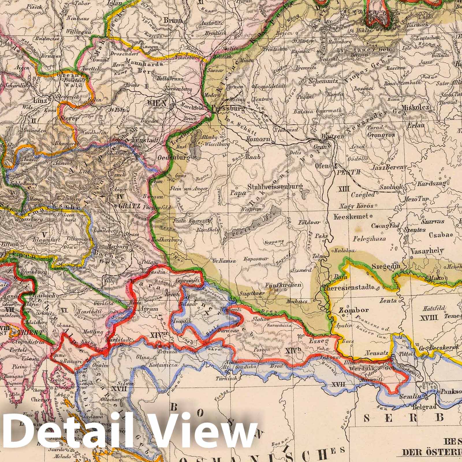 Austrian Empire, 1855 - Historical Map Print