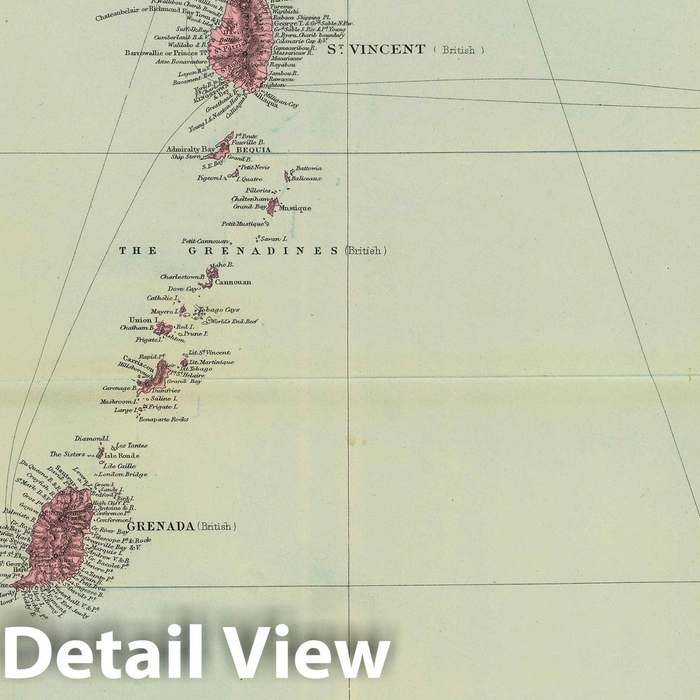 Historic Map : 1901 Windward Islands. - Vintage Wall Art