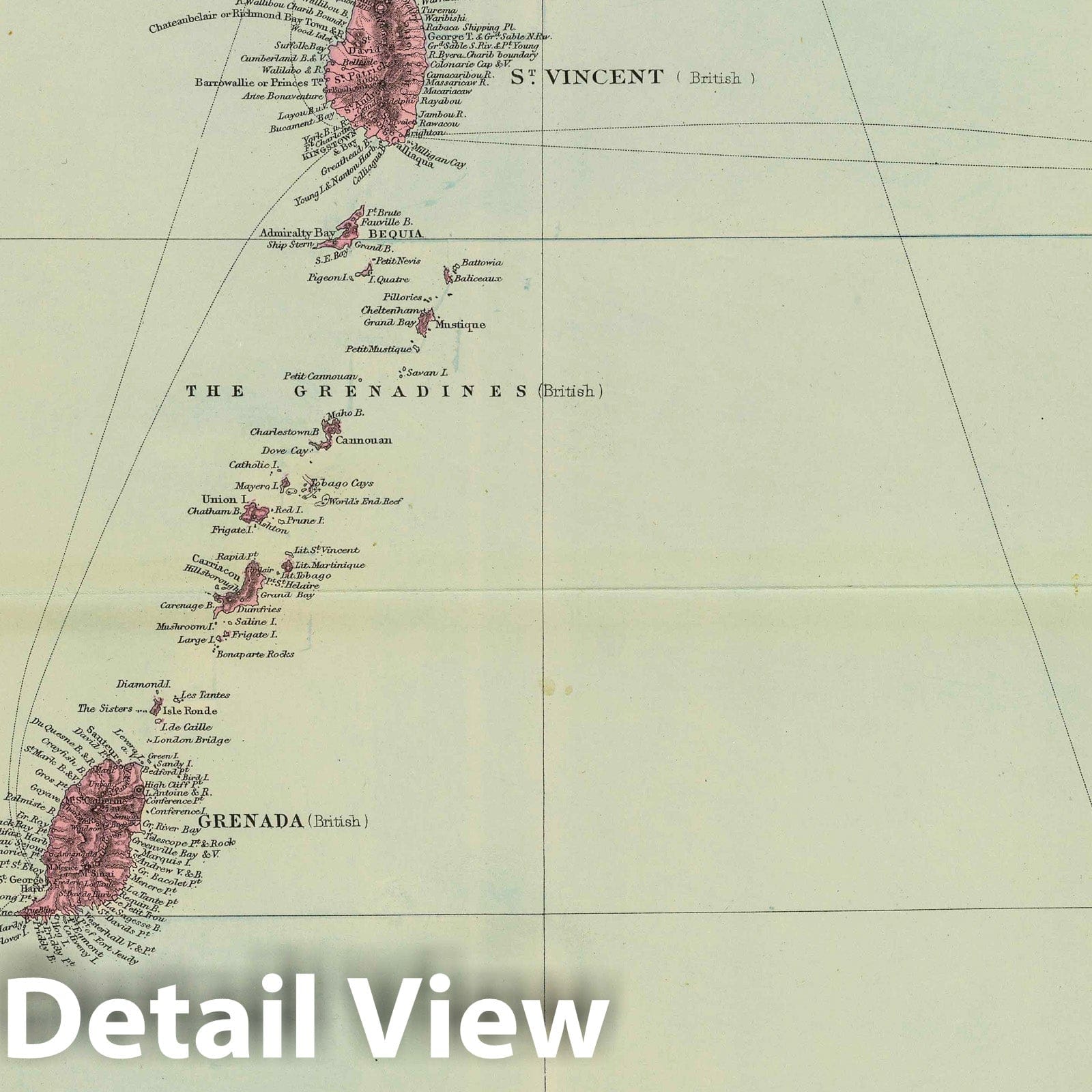 Windward Islands - Railroad Map, 1901 - Stanford's London Atlas