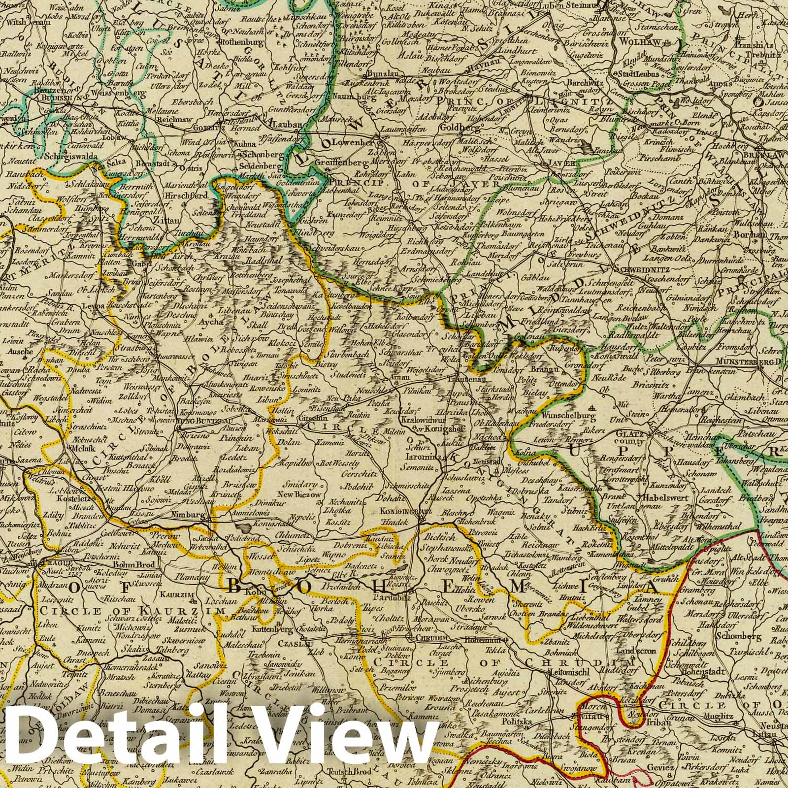 Bohemia, Silesia, Moravia, and Lusatia, 1794 - Historical Map Print