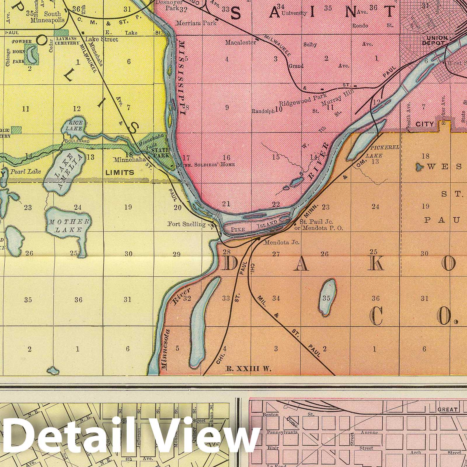 St. Paul and Minneapolis, Minnesota - Railroad Map, 1903