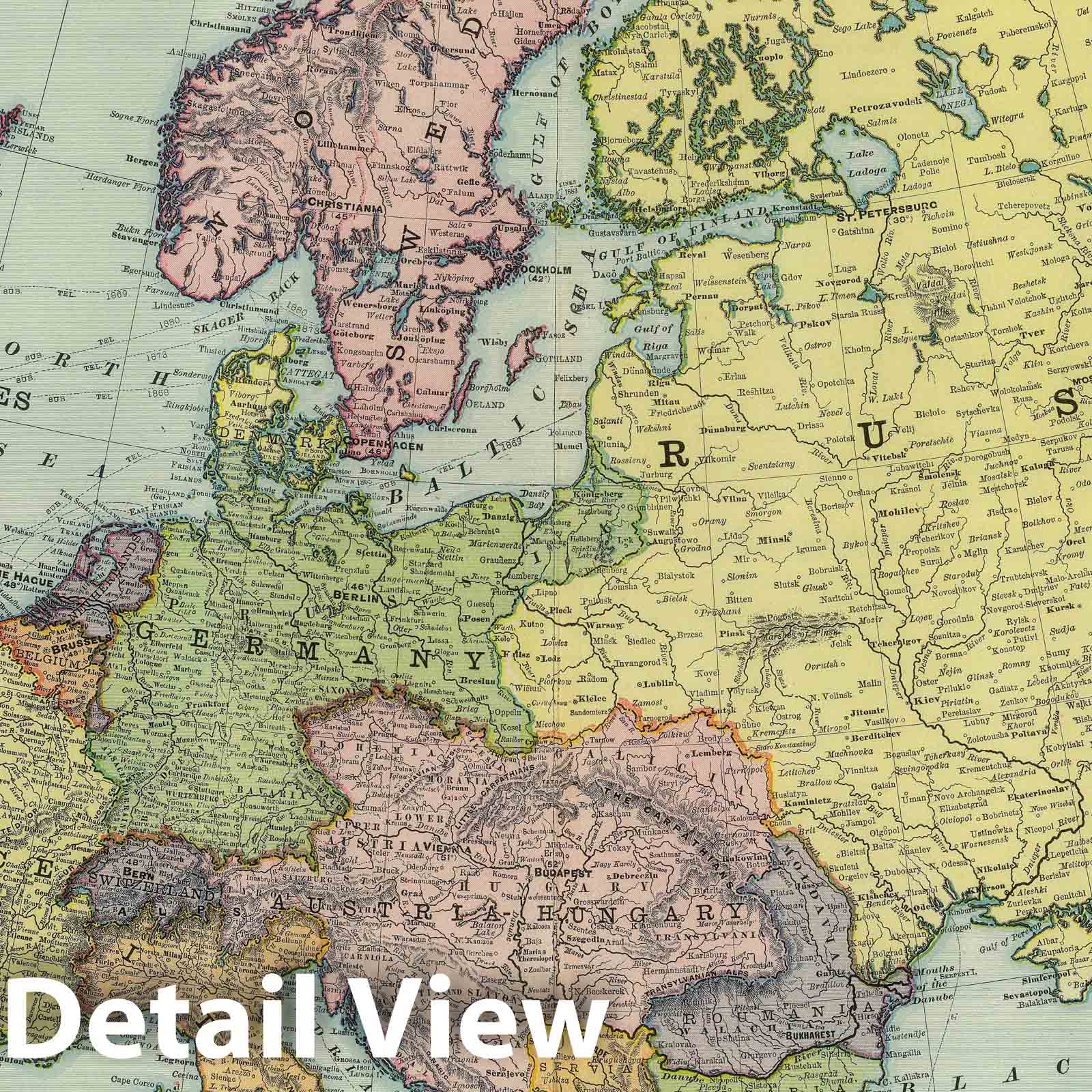 Europe - Railroad Map, 1903 - Historical Map Print