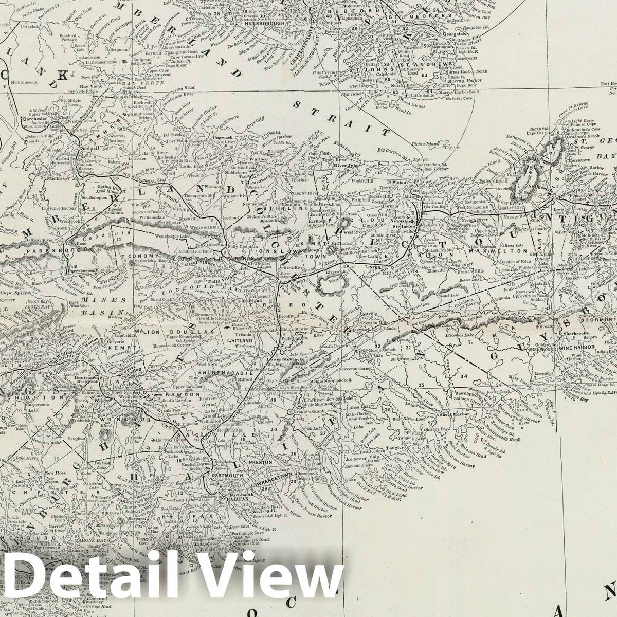 Nova Scotia - Railroad Map, 1889 - Historical Map Print