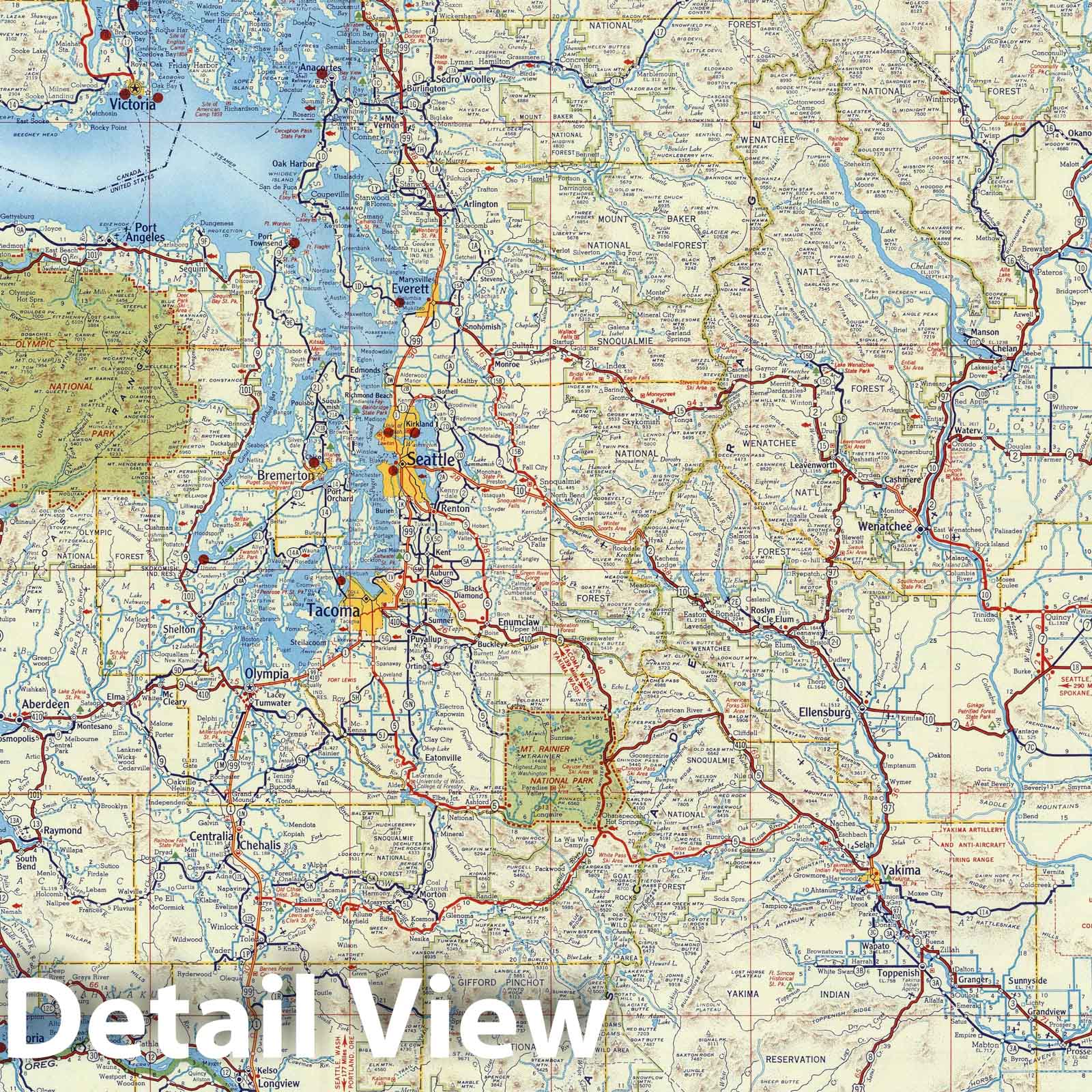 Shell Map of Washington 1956 - Highway Map with Seattle-Tacoma Inset