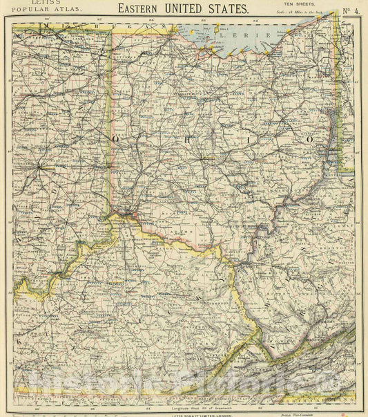 Historic Map : 1883 E. United States 4. - Vintage Wall Art