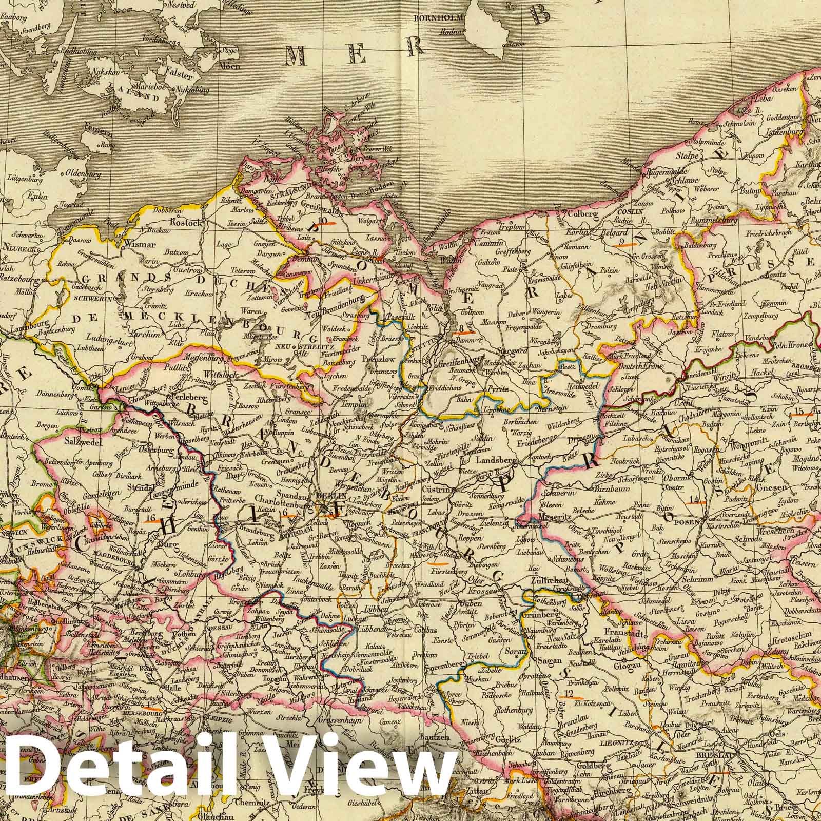 Prussia and Poland 1828 Historical Map Print