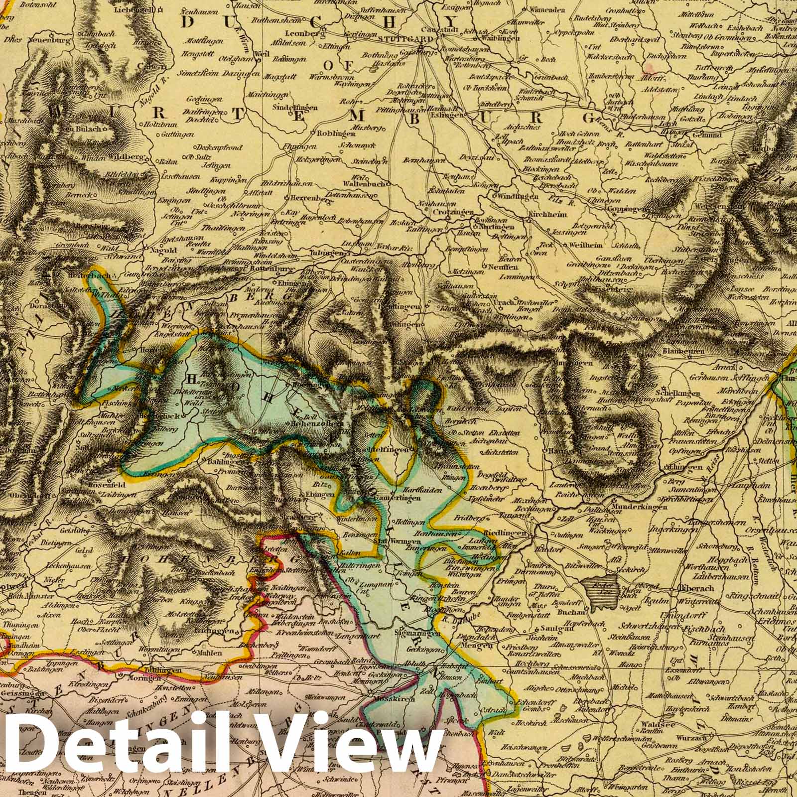 Swabia, 1831 - Historical Map Print from Edinburgh Geographical Atlas