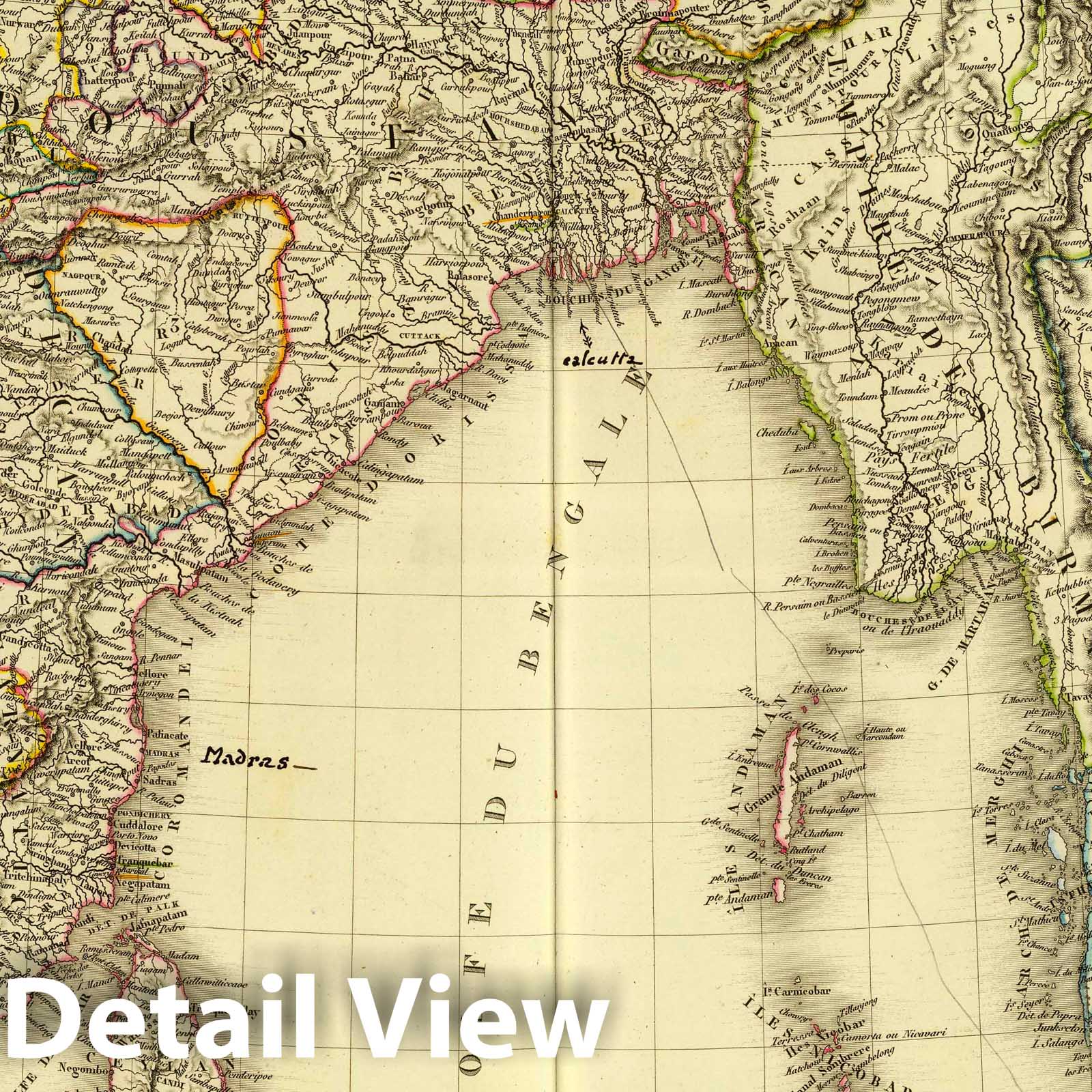 India, Thailand, and Southeast Asia, 1821 - Historical Map Print