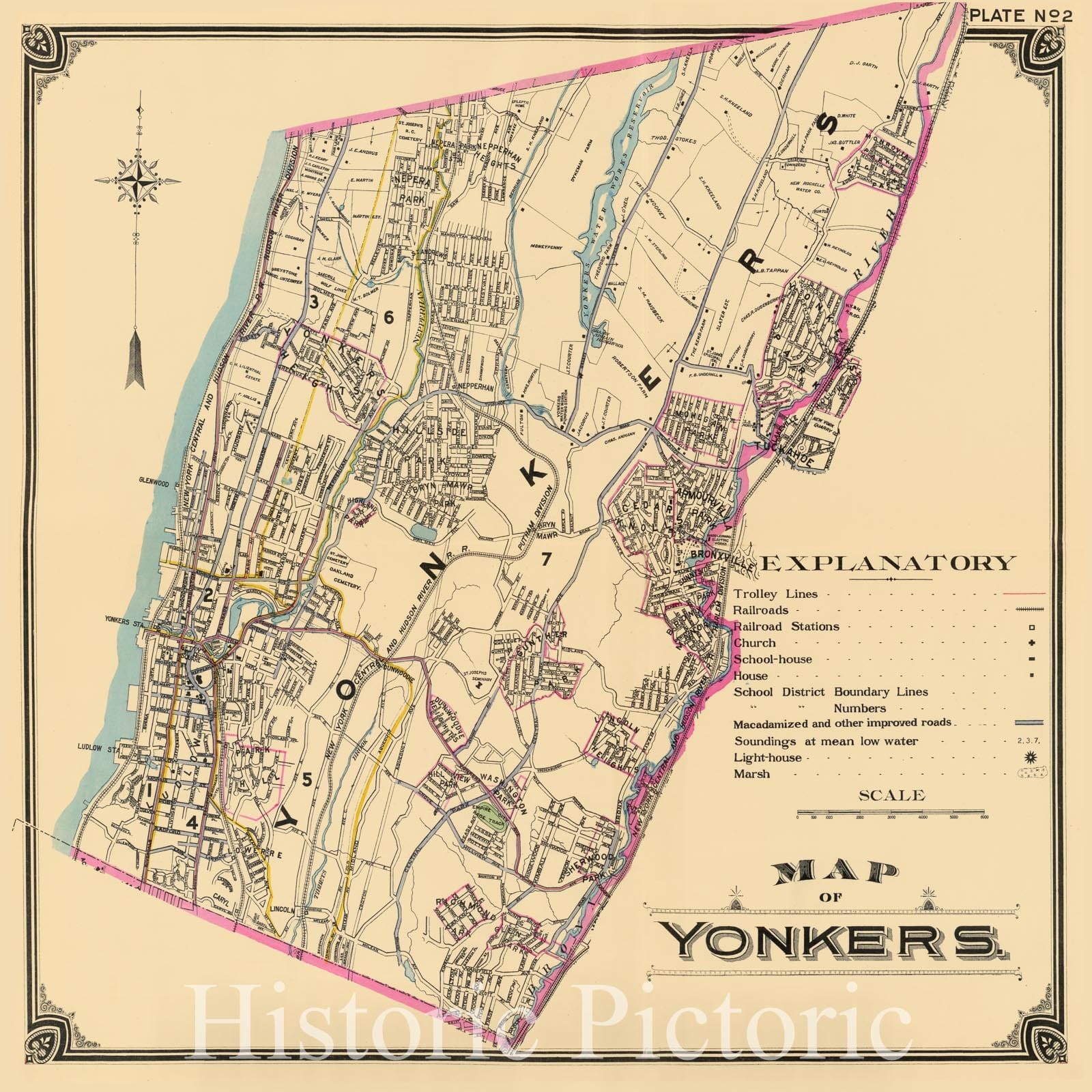 Historic Map : 1900 2 Yonkers. - Vintage Wall Art