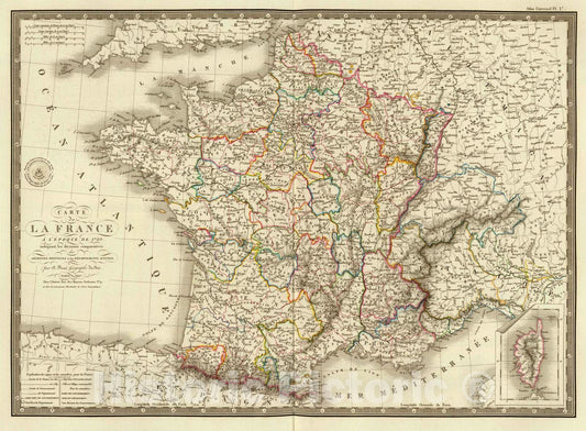 Historic Map : France, 1827 France a l'epoque de 1789. , Vintage Wall Art
