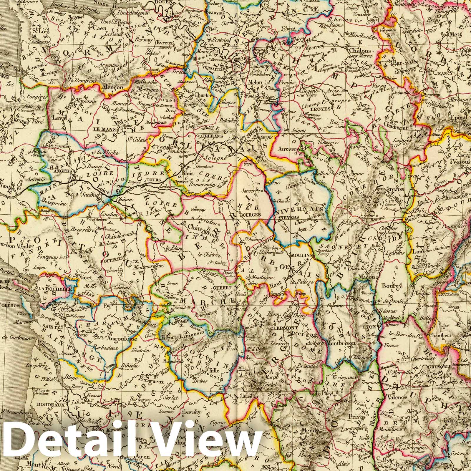 France in 1789 - Provinces and Departments, 1827 Atlas Map Print