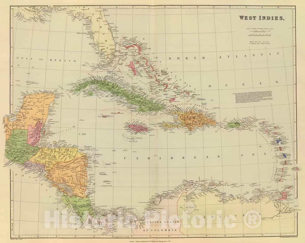 Historic Map : 1901 West Indies. v2 - Vintage Wall Art