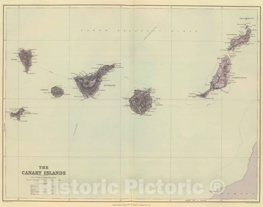 Historic Map : 1901 Canary Islands. - Vintage Wall Art