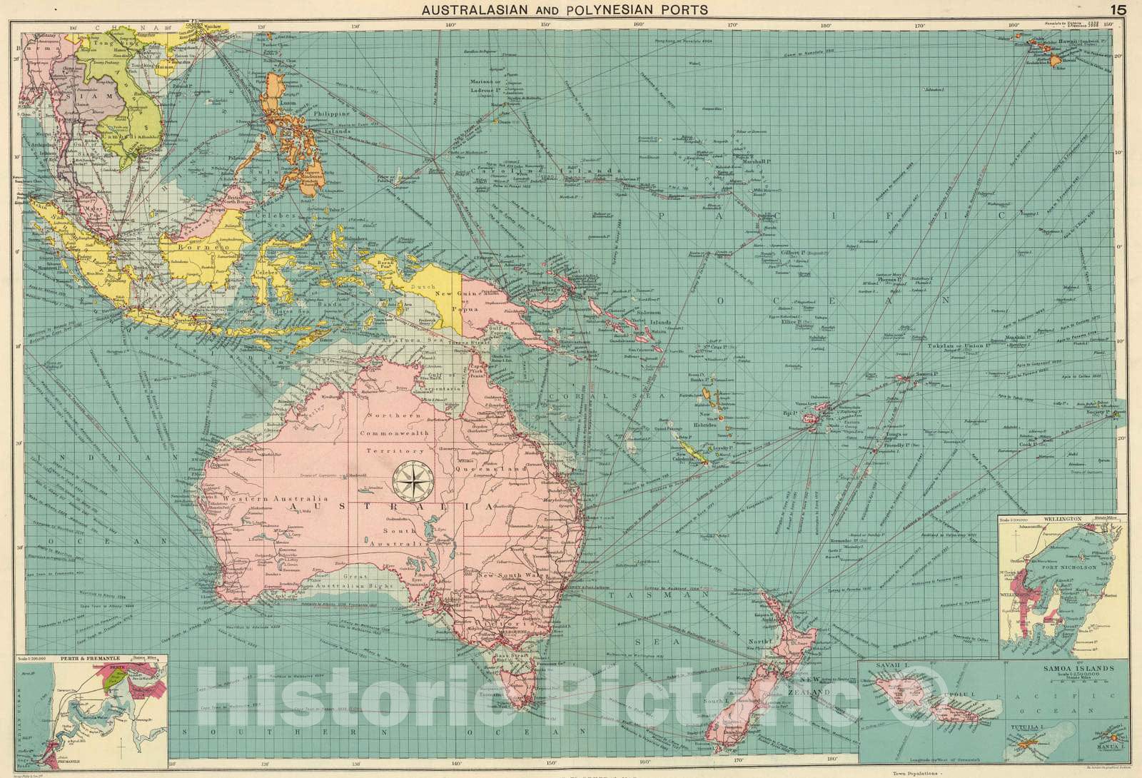 Australasian and Polynesian Ports - Nautical Chart, 1922