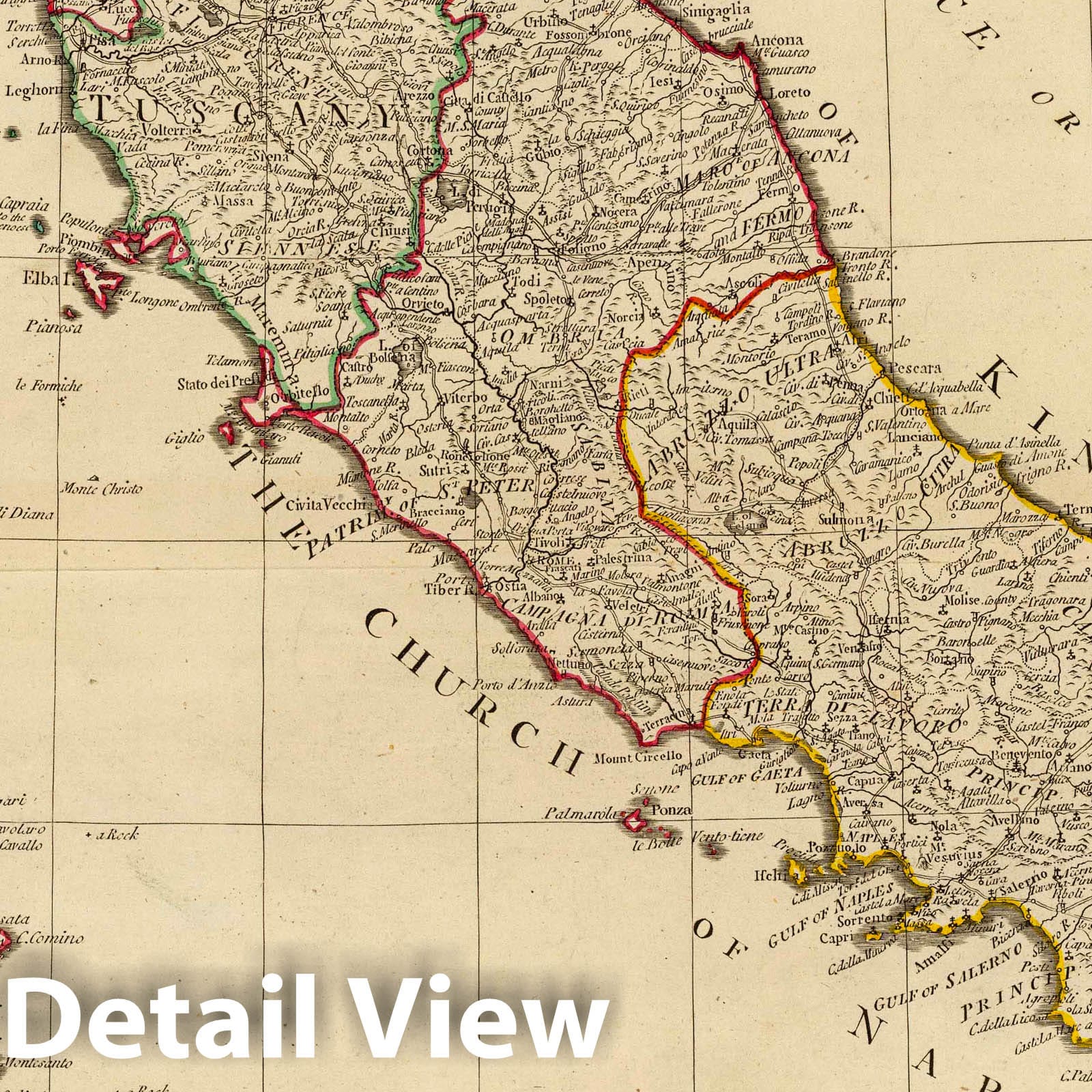 Italy, Sicily, Sardinia, Corsica - Road Map, 1794 - Historical Map Print