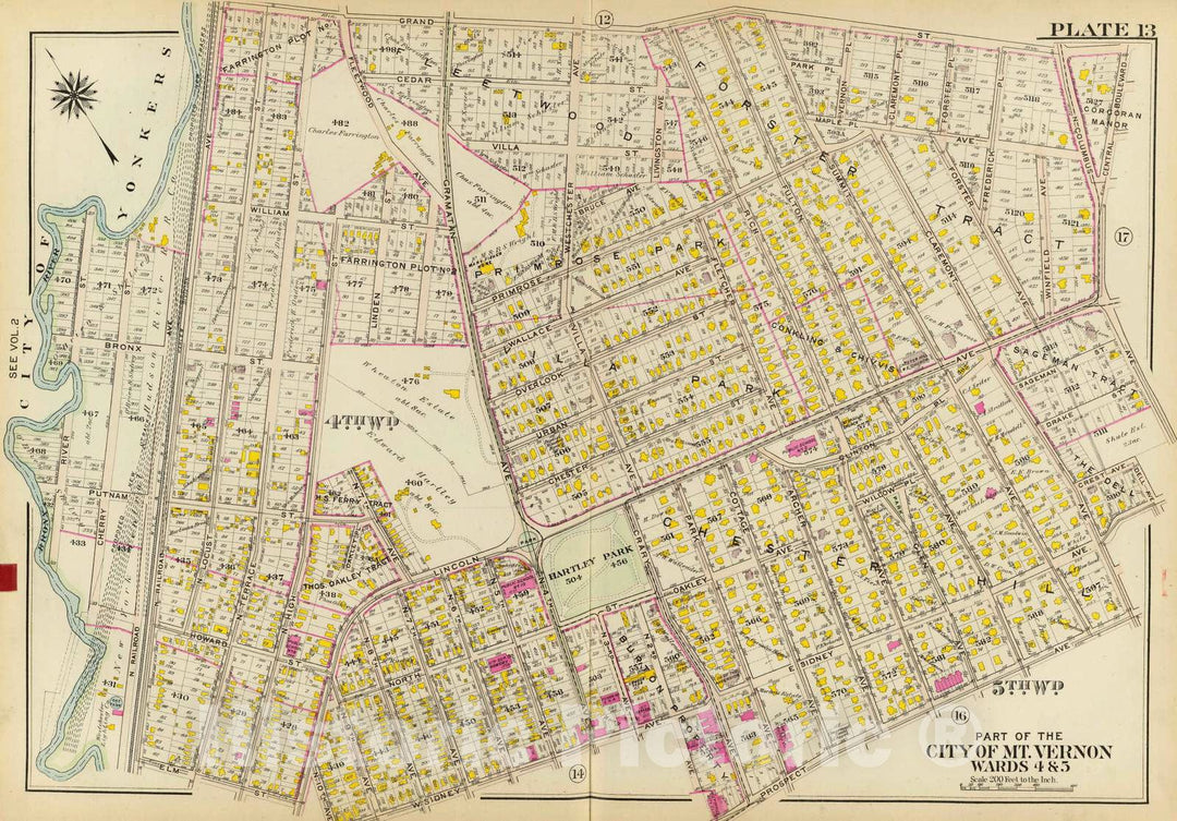Historic Map : 1910 Mt. Vernon wards 4-5, New York v2 - Vintage Wall Art