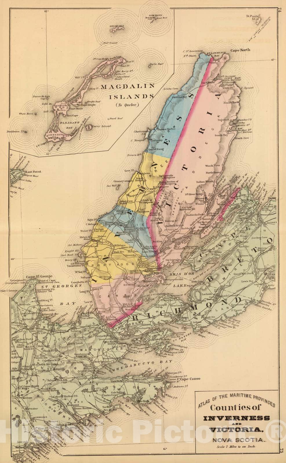 Historic Map : 1878 Inverness, Victoria Counties, N.S. - Vintage Wall Art