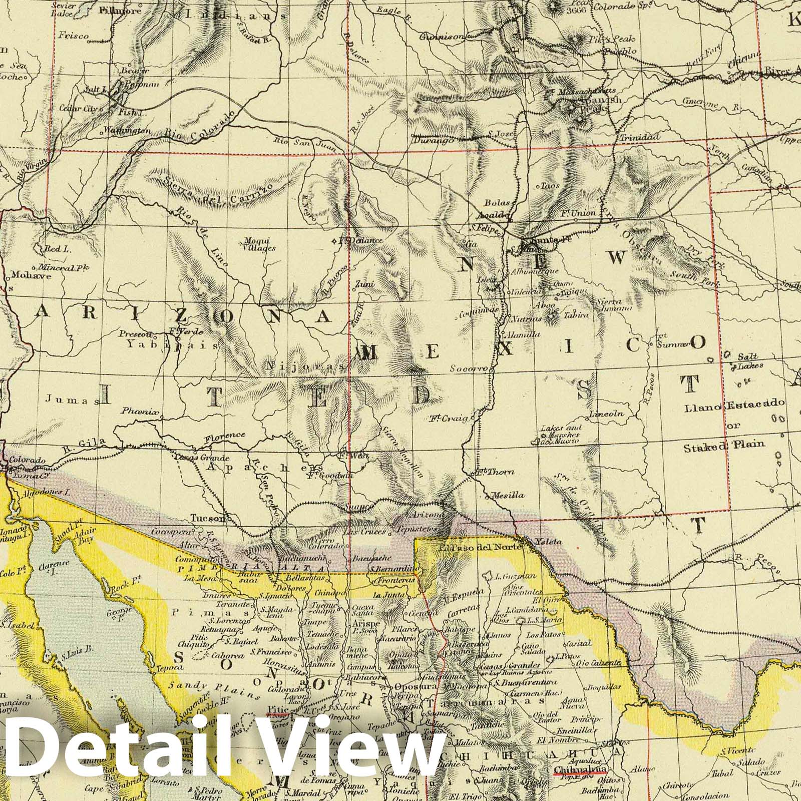 Western United States and Northern Mexico - Railroad Map, 1883 - Historical Map Print