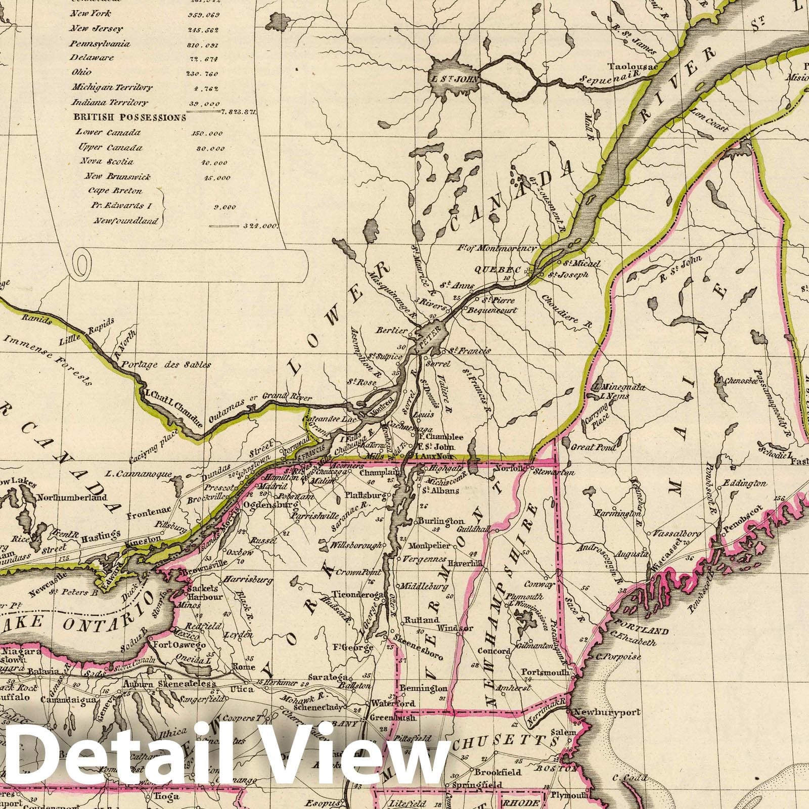 Northern United States and Canada - Road Map, 1816 - Historical Map Print