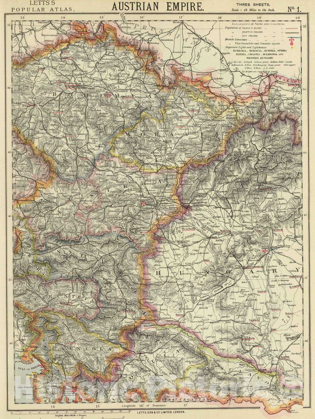 Historic Map : 1883 Austrian Empire 1. - Vintage Wall Art