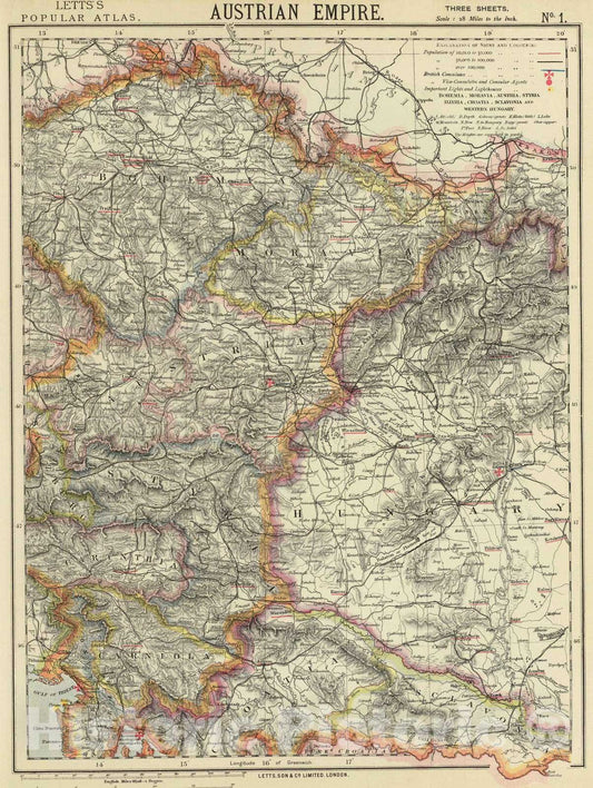 Historic Map : 1883 Austrian Empire 1. - Vintage Wall Art