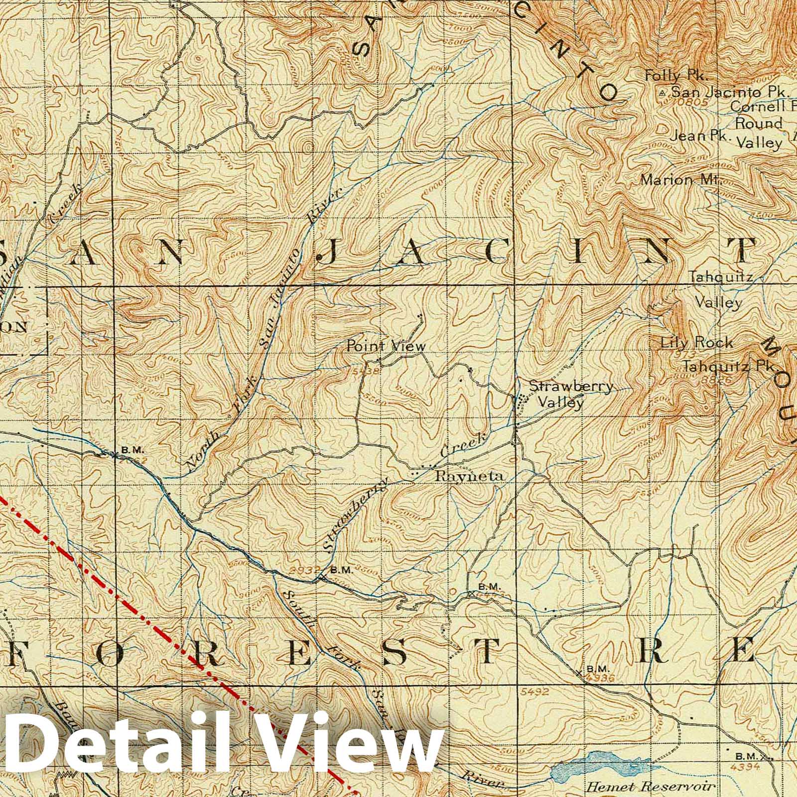 San Jacinto Quadrangle, California - Geological Map, 1908 - Historical Print