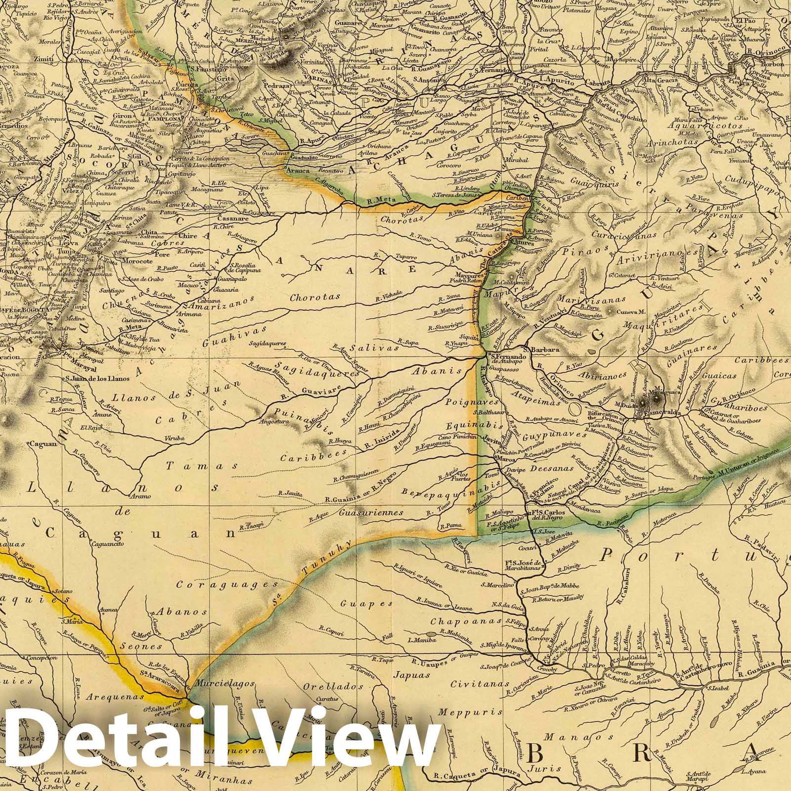 Colombia and Guyana - Boundary Map, 1834 - Historical Map Print