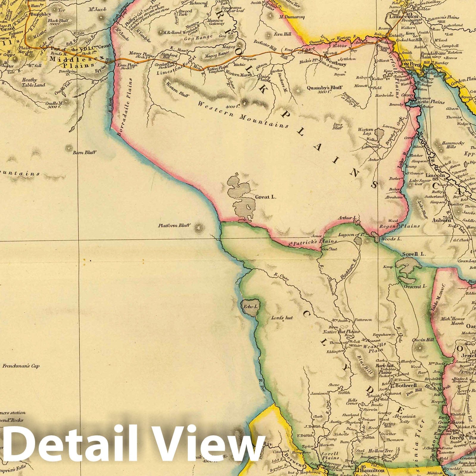 Tasmania - Boundary Map, 1834 - Historical Map Print