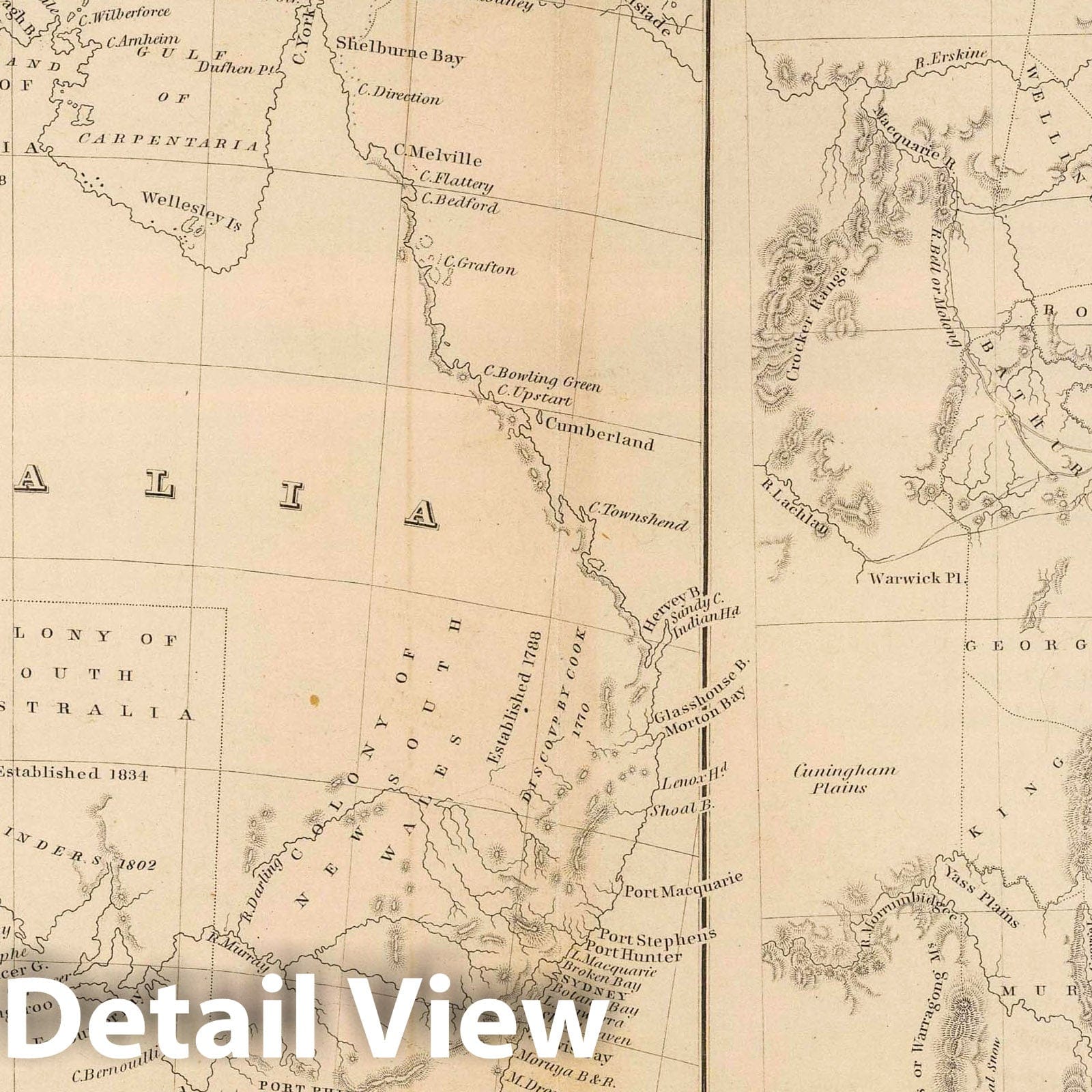 Australia and New South Wales 1845 Topographic Map Print